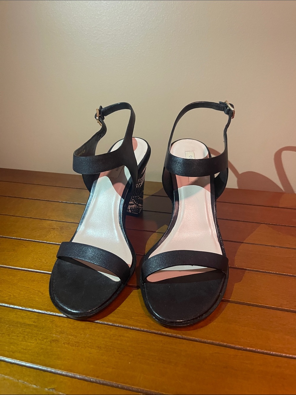 Cole Haan Black Strappy Block Heel Sandals
